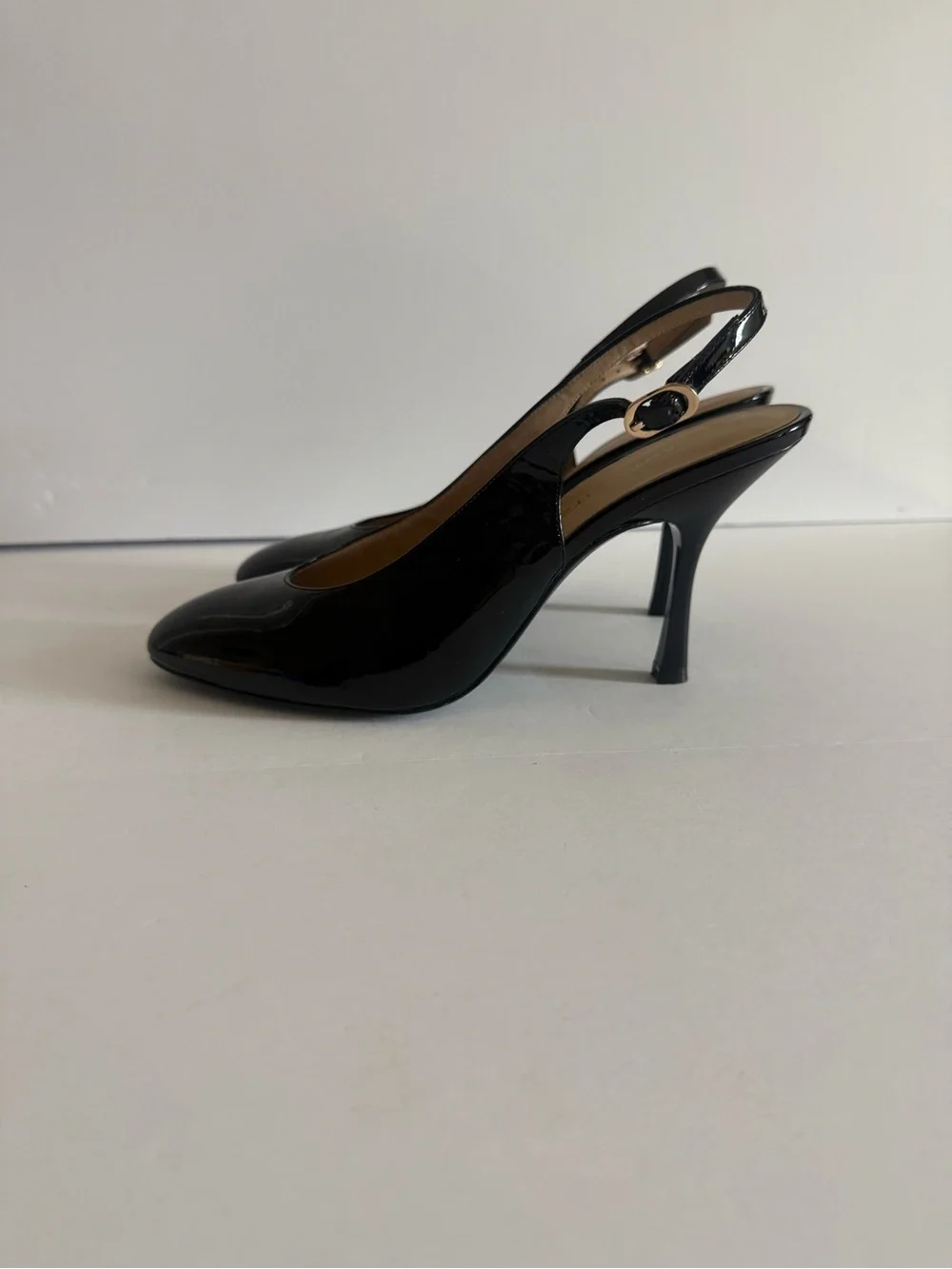 Stuart Weitzman Black Patent Slingback Pumps size 8.5